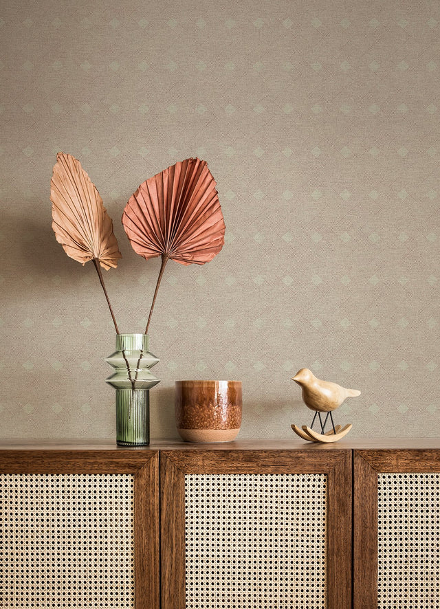 Peugot Maroon Geometric Wallpaper with Basketweave Motif - Advantage 4044-38029-2
