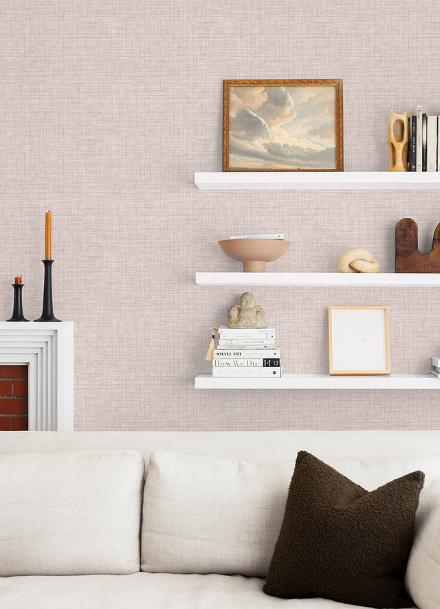Tuckernuck Pink Linen Wallpaper with Faux Fabric Texture - A-Street Prints 4046-24272