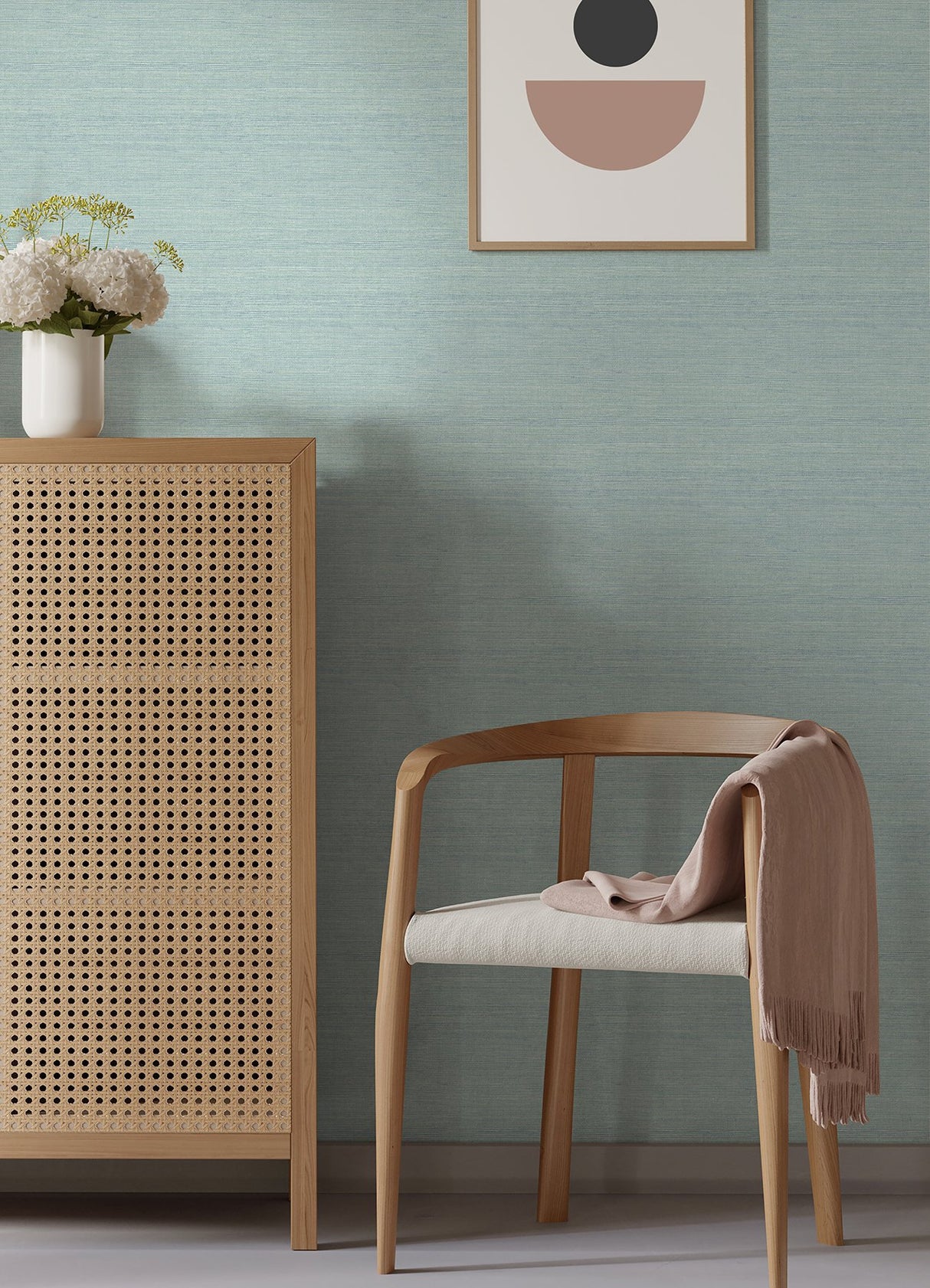 Agave Aqua Faux Grasscloth Wallpaper with Raised Ink Texture - A-Street Prints 4046-24282