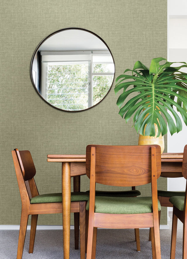 Tuckernuck Green Linen Wallpaper with Faux Fabric Texture - A-Street Prints 4046-25792