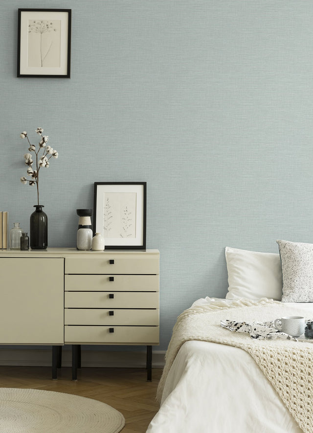 Exhale Light Blue Faux Grasscloth Texture Wallpaper - A-Street Prints 4046-25850