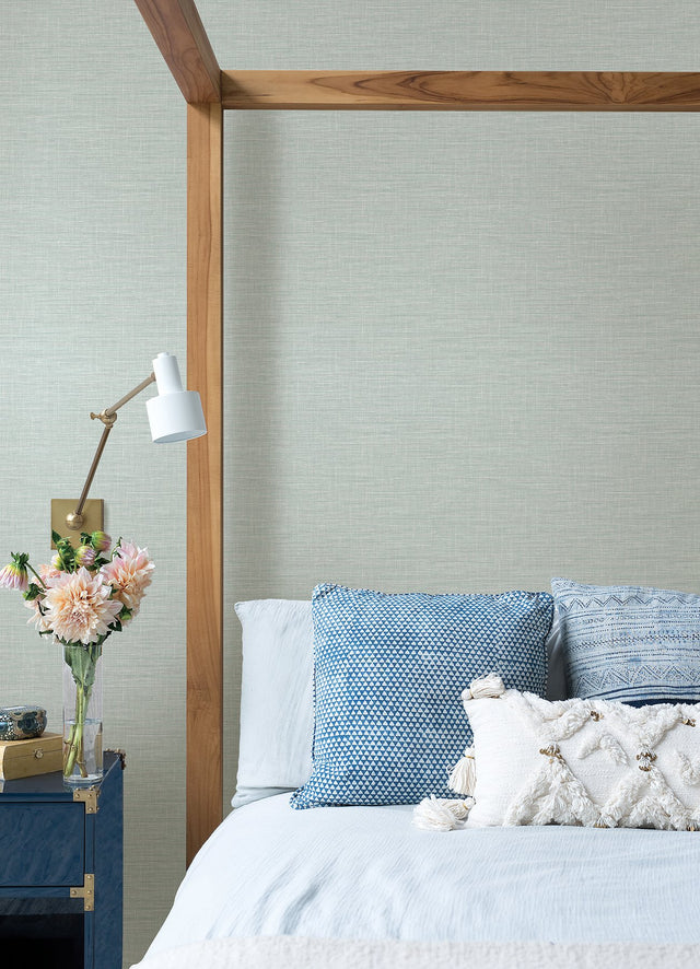 Exhale Light Blue Faux Grasscloth Texture Wallpaper - A-Street Prints 4046-25850