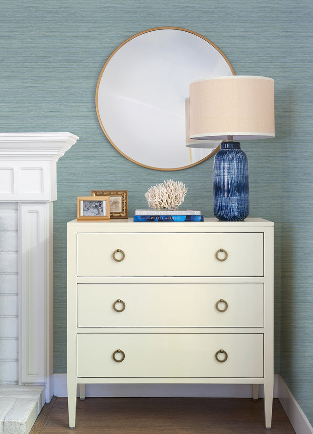 Barnaby Light Blue Faux Grasscloth Textured Wallpaper - A-Street Prints 4046-25961