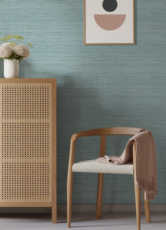 Barnaby Light Blue Faux Grasscloth Textured Wallpaper - A-Street Prints 4046-25961