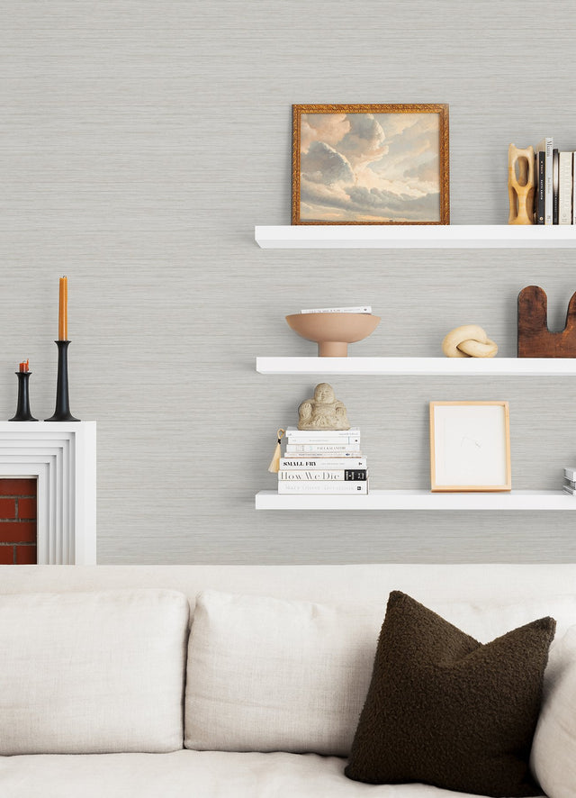 Barnaby Off White Faux Grasscloth Textured Wallpaper - A-Street Prints 4046-25962
