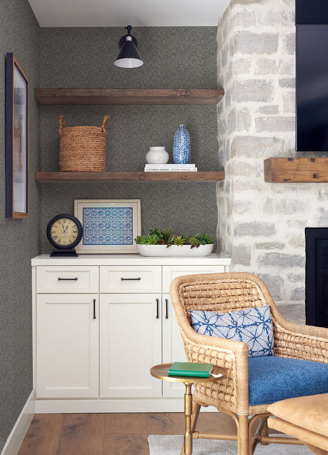 Mackintosh Charcoal Textural Wallpaper with Abstract Graphics Raised Ink - A?Street Prints 4046-26126