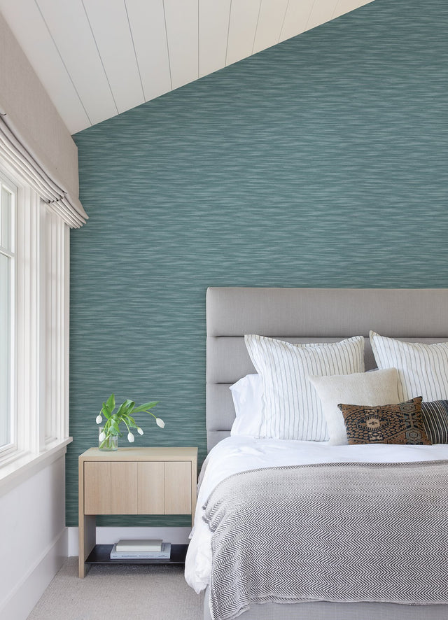 Benson Dark Blue Faux Fabric Wallpaper with Textured Raised Ink - A?Street Prints 4046-26154