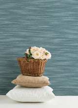 Benson Dark Blue Faux Fabric Wallpaper with Textured Raised Ink - A?Street Prints 4046-26154