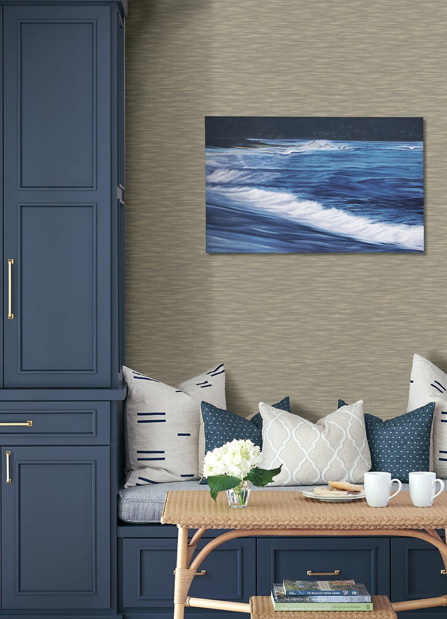 Benson Taupe Faux Fabric Wallpaper with Transitional Fabric & Woven Texture - A-Street Prints 4046-26155