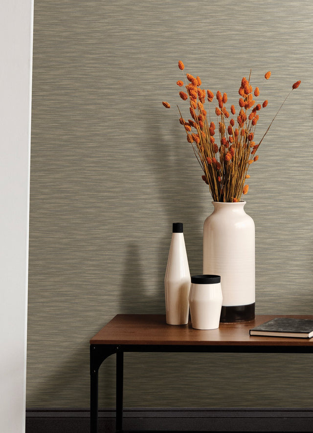 Benson Taupe Faux Fabric Wallpaper with Transitional Fabric & Woven Texture - A-Street Prints 4046-26155