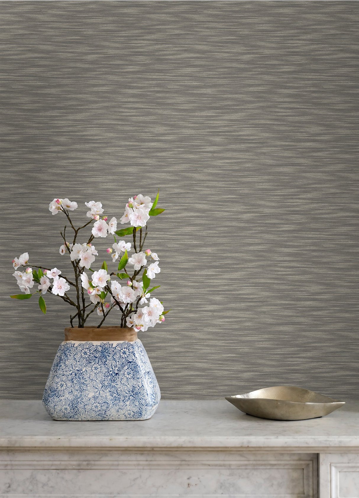 Benson Brown Faux Fabric Wallpaper with Textured Raised Ink - A-Street Prints 4046-26157