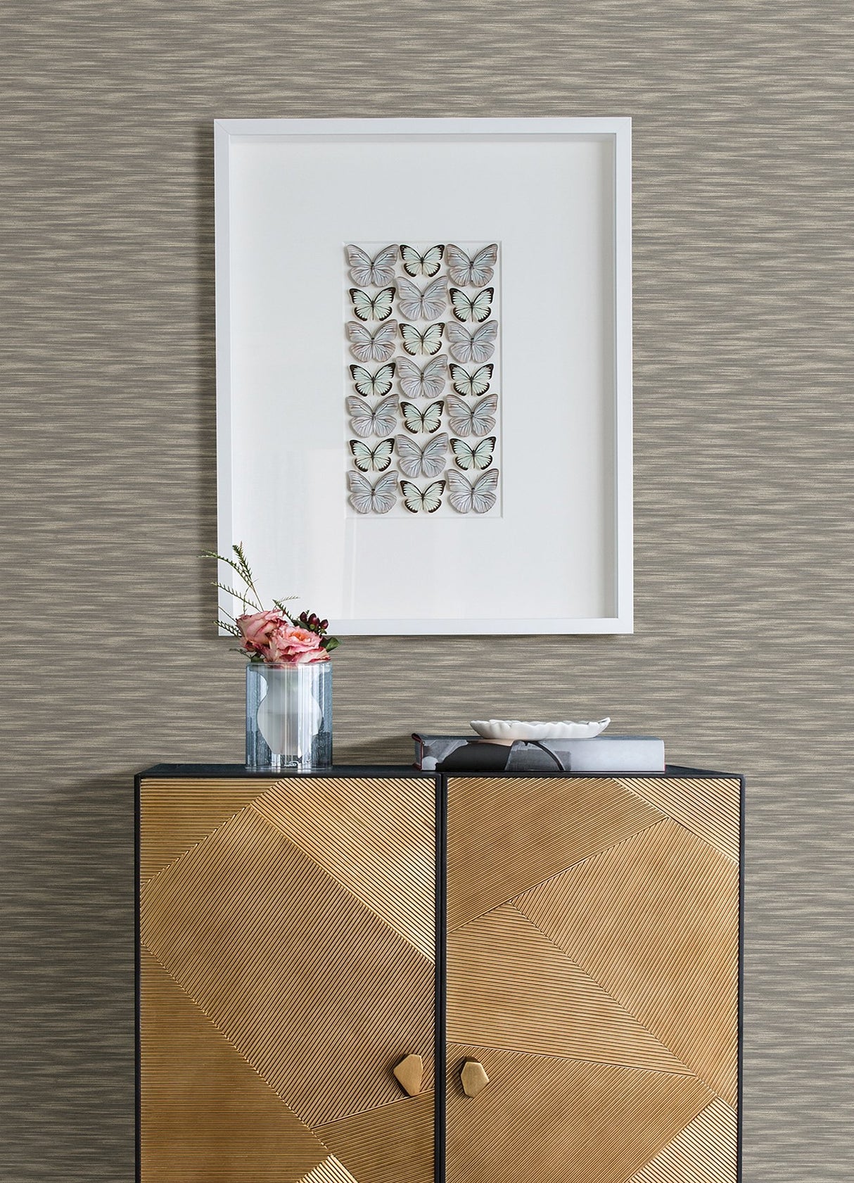 Benson Brown Faux Fabric Wallpaper with Textured Raised Ink - A-Street Prints 4046-26157