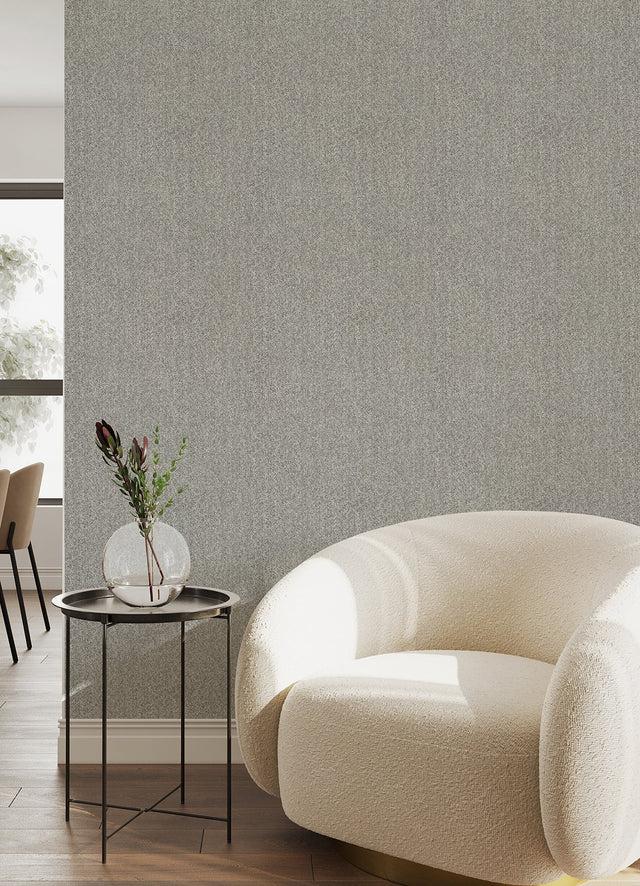 Ashbee Dark Grey Tweed Wallpaper with Chevron & Houndstooth Pattern, Transitional Style - A-Street Prints 4046-26163