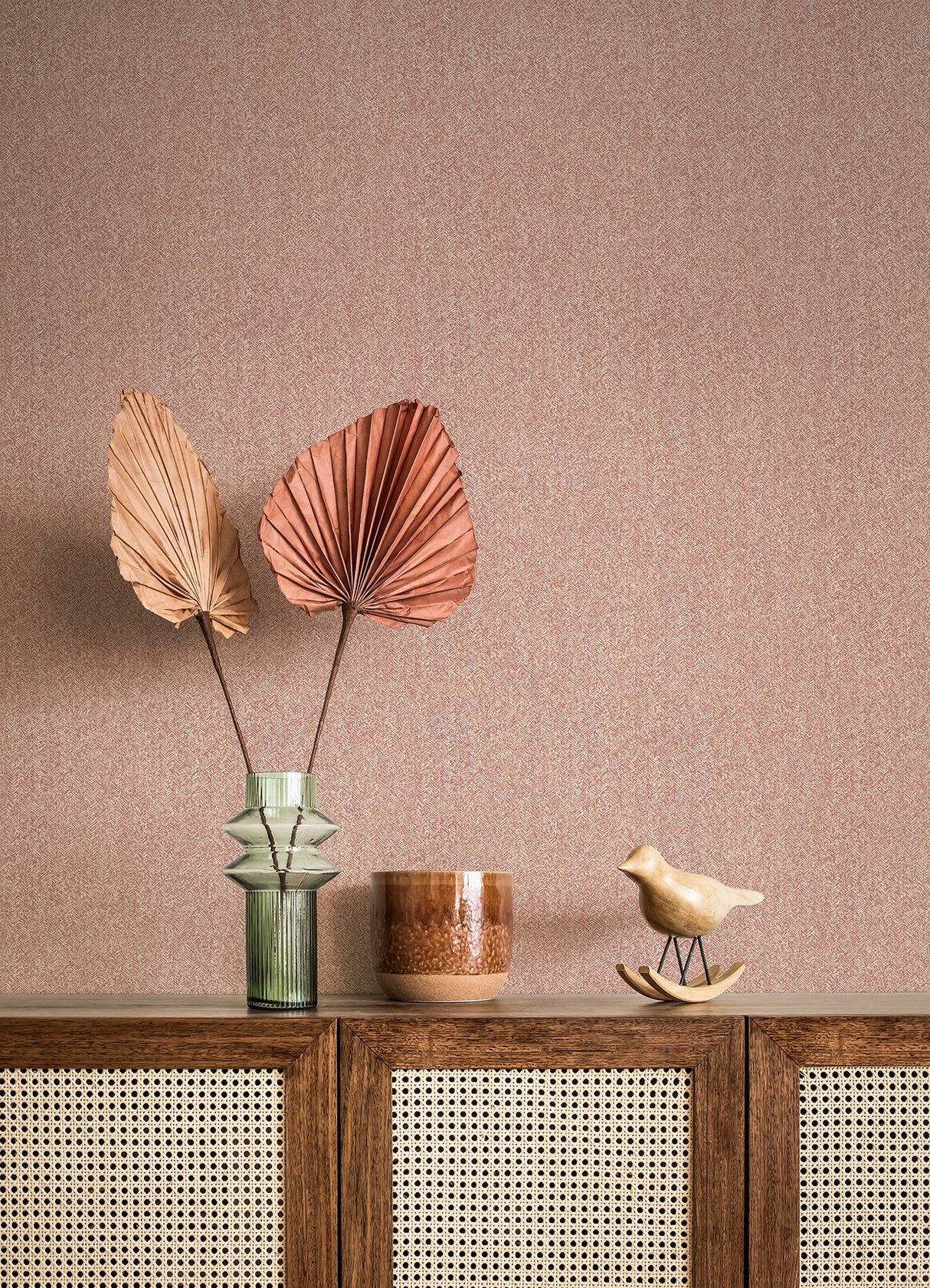 Ashbee Rose Tweed Wallpaper with Distressed Chevron Faux Fabric Texture - A-Street Prints 4046-26165