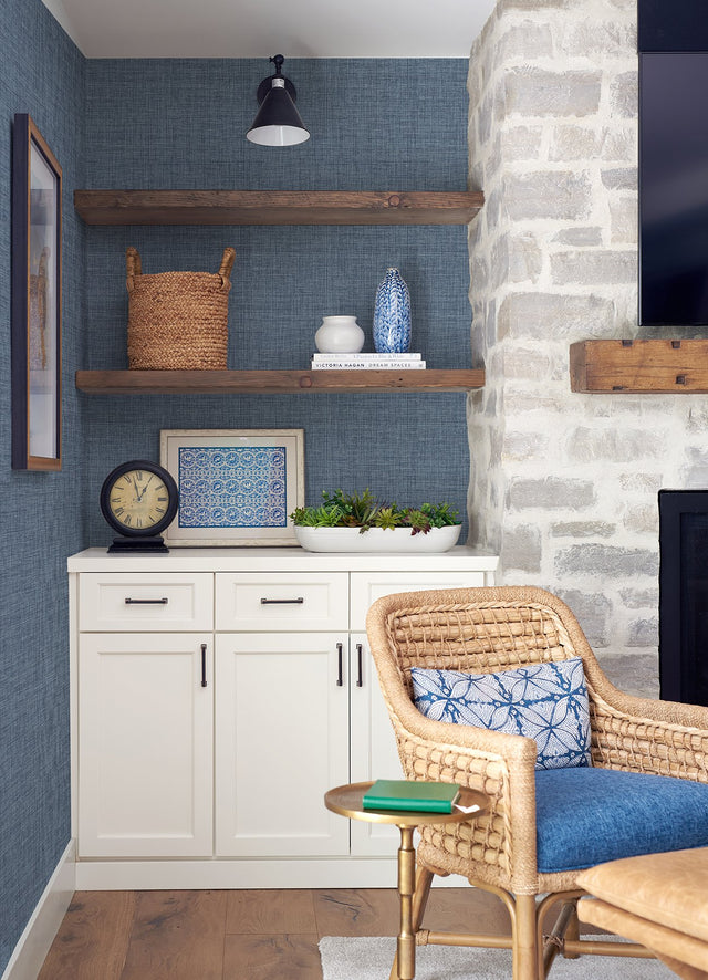 Lanister Blue Texture Wallpaper with Raised Ink Non Woven Fabric & Woven Textures - A-Street Prints 4046-26232
