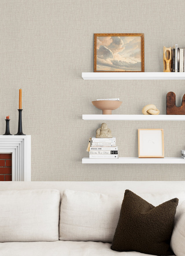 Lanister Taupe Texture Wallpaper with Raised Ink Woven Look - A-Street Prints 4046-26233