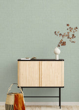 Lanister Green Texture Wallpaper with Raised Ink Fabric & Woven Texture - Brewster 4046-26235