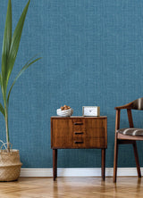 Emerson Blue Linen Wallpaper with Fabric & Woven Textures Pattern - A-Street Prints 4046-26351