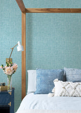 Emerson Aqua Linen Wallpaper with Fabric & Woven Texture - A-Street Prints 4046-26352