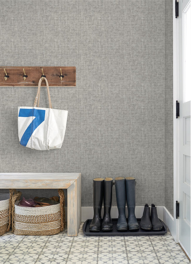 Emerson Grey Linen Wallpaper with Fabric & Woven Texture - A-Street Prints 4046-26354