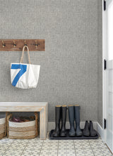 Emerson Grey Linen by A-Street Prints Transitional Cross-Hatched Faux Woven Fabric Texture Non Woven Unpasted Wallpaper - FD26354