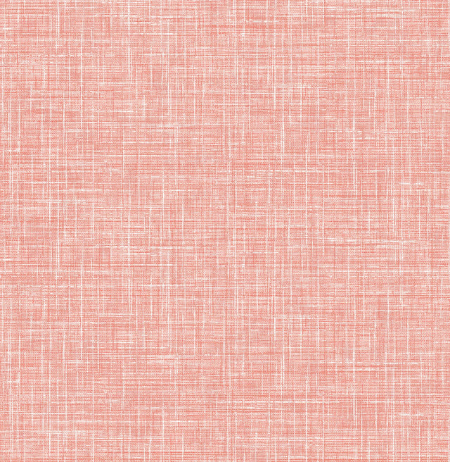 Emerson Coral Linen Wallpaper with Faux Woven Texture - Brewster 4046-26355