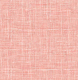 Emerson Coral Linen Wallpaper by A-Street Prints - faux woven linen texture in warm coral pink tones, unpasted non woven residential wallpaper