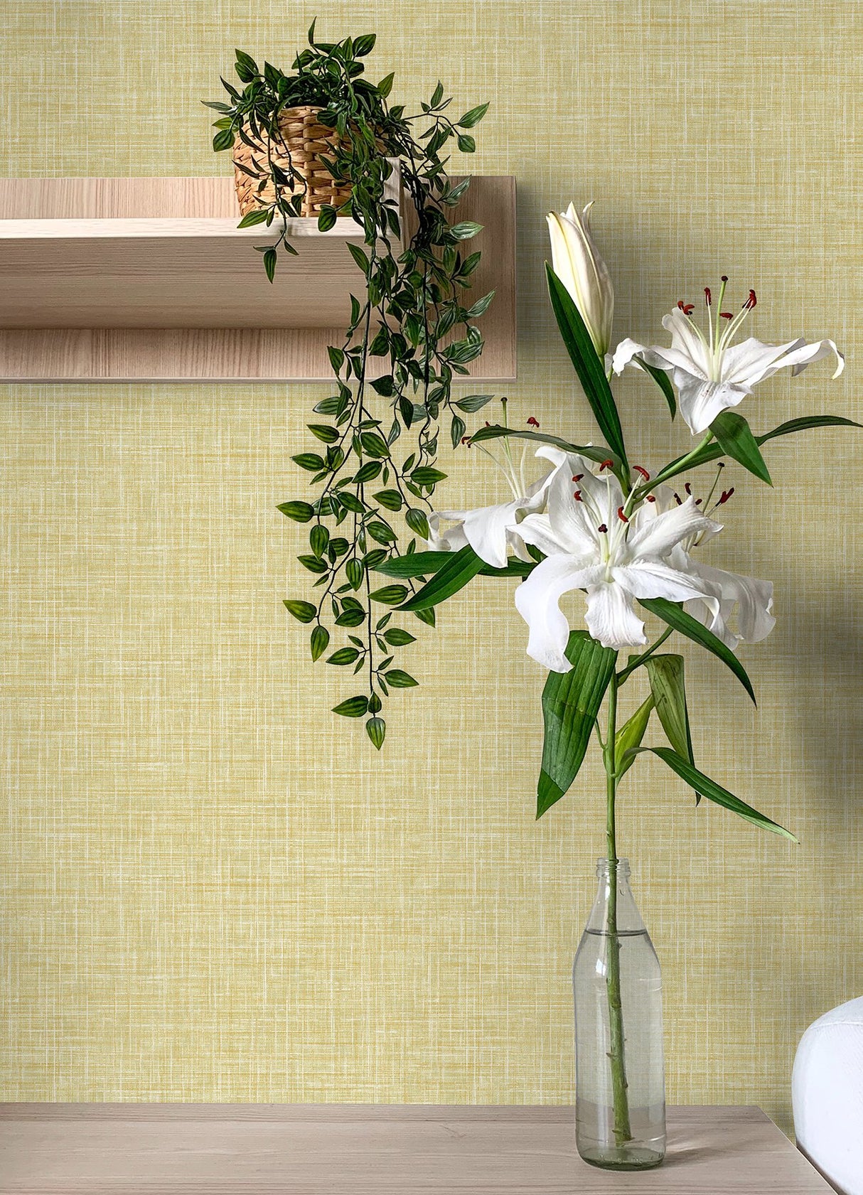 Emerson Yellow Linen Wallpaper with Faux Fabric Texture - A-Street Prints 4046-26356