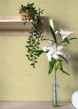 Emerson Yellow Linen Wallpaper with Faux Fabric Texture - A-Street Prints 4046-26356