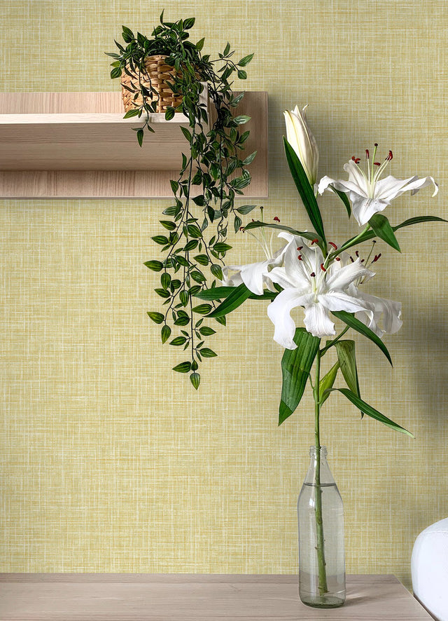Emerson Yellow Linen Wallpaper with Faux Fabric Texture - A-Street Prints 4046-26356