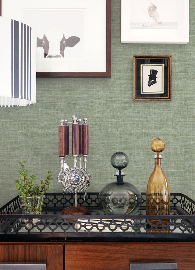 Exhale Light Green Texture Wallpaper with Faux Grasscloth Graphic Motif - A-Street Prints 4046-26457