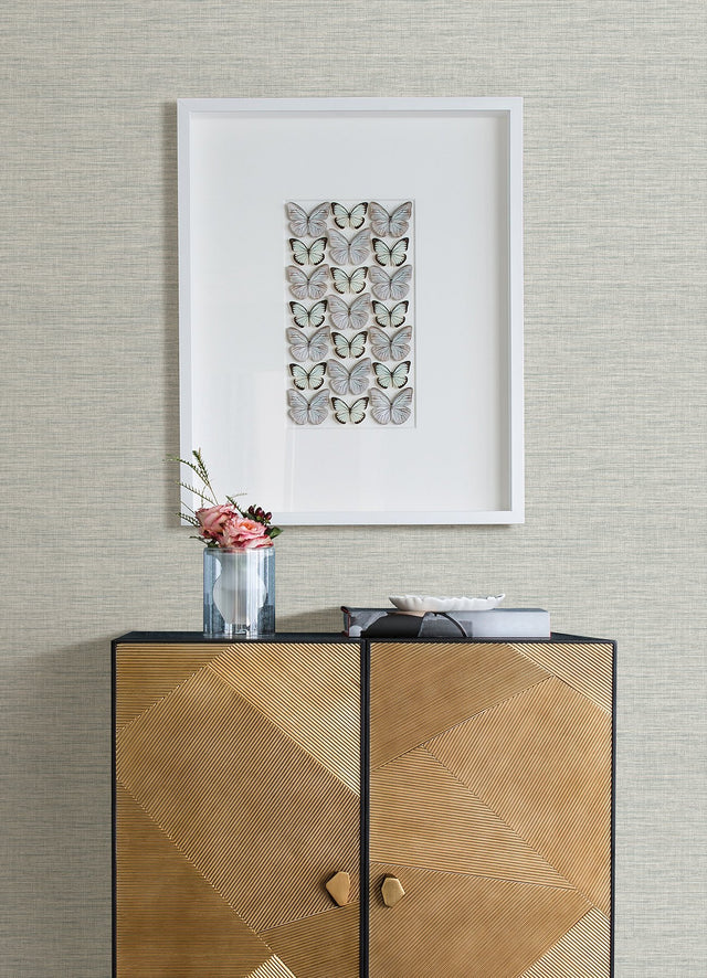 Exhale Seafoam Texture Wallpaper with Faux Grasscloth Graphics Motif - Brewster 4046-26461