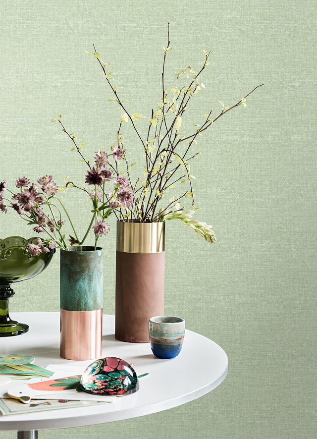 Glen Sage Texture Wallpaper with Faux Linen Fabric & Woven Texture - A-Street Prints 4046-M1695