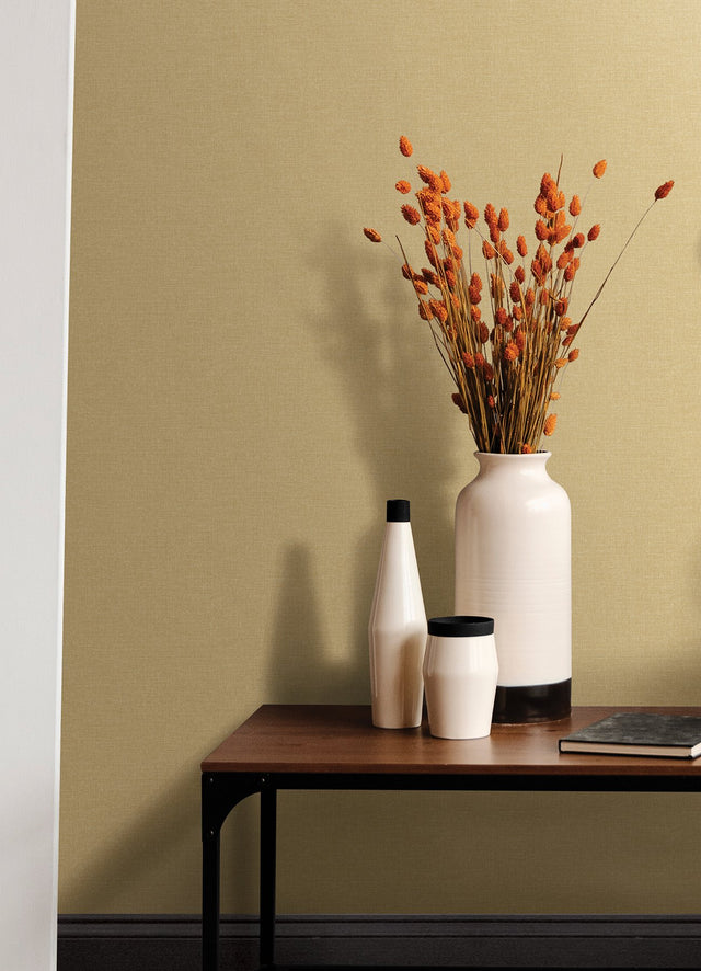 Glen Yellow Texture Wallpaper with Fabric & Woven Textures Pattern, Transitional - 4046-M1698