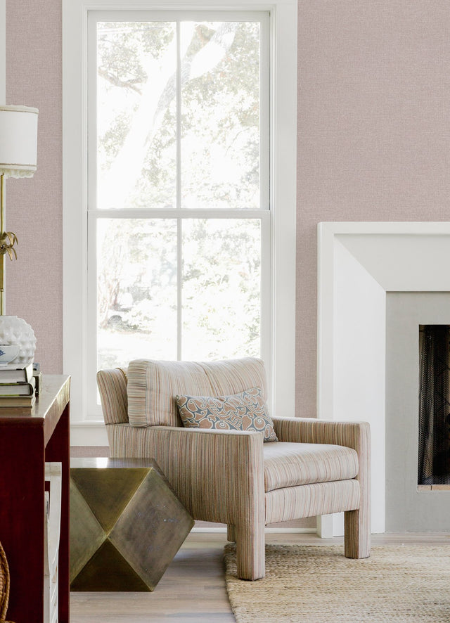 Glen Pink Texture Wallpaper with Faux Linen Fabric & Woven Textures, Transitional Style - A-Street Prints 4046-M1699