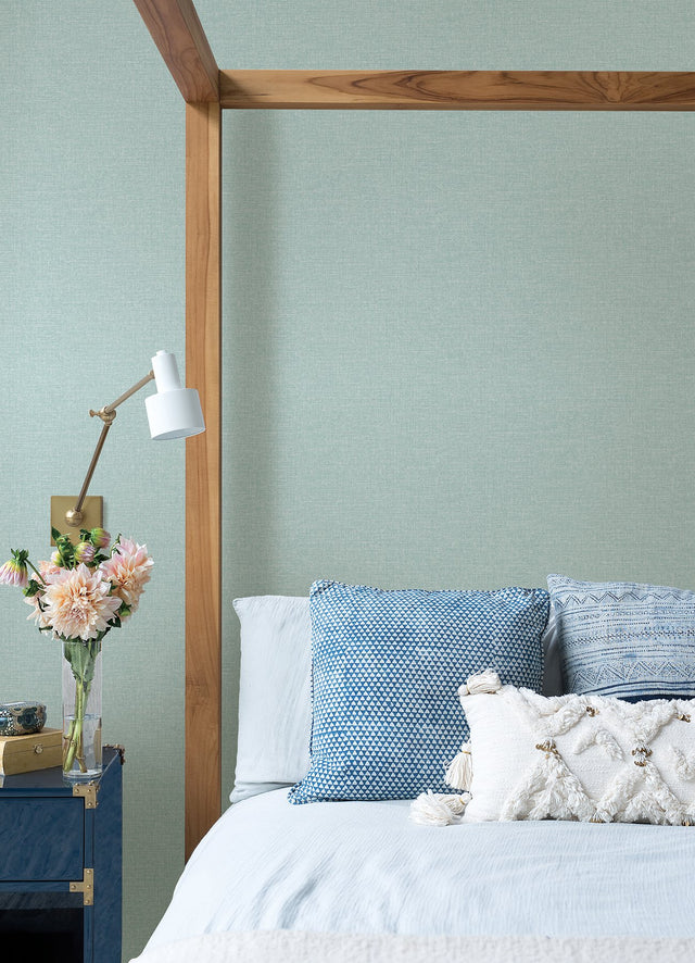 Glen Aqua Texture Wallpaper with Fabric & Woven Textures Motif - A-Street Prints 4046-M1700