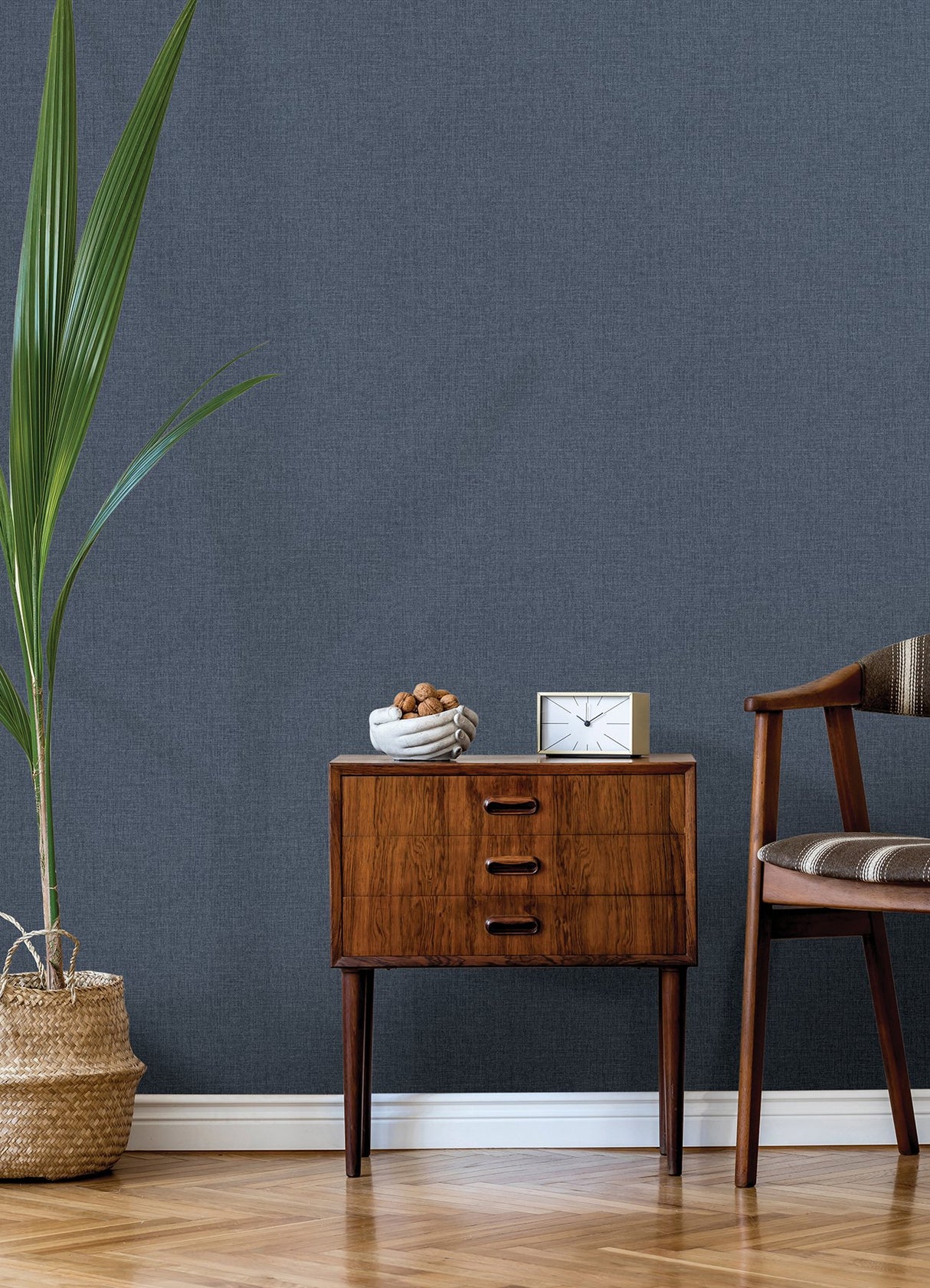 Glen Dark Blue Texture Wallpaper with Faux Linen Raised Ink - A-Street Prints 4046-M1701