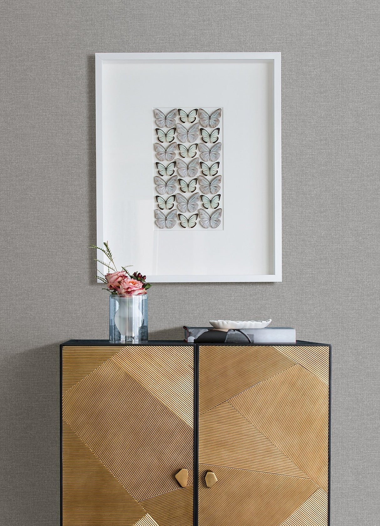 Glen Dark Grey Linen Wallpaper