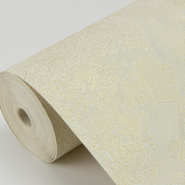 Francesca Champagne Texture Wallpaper with Glam Plaster Effects - Brewster 4058-21731