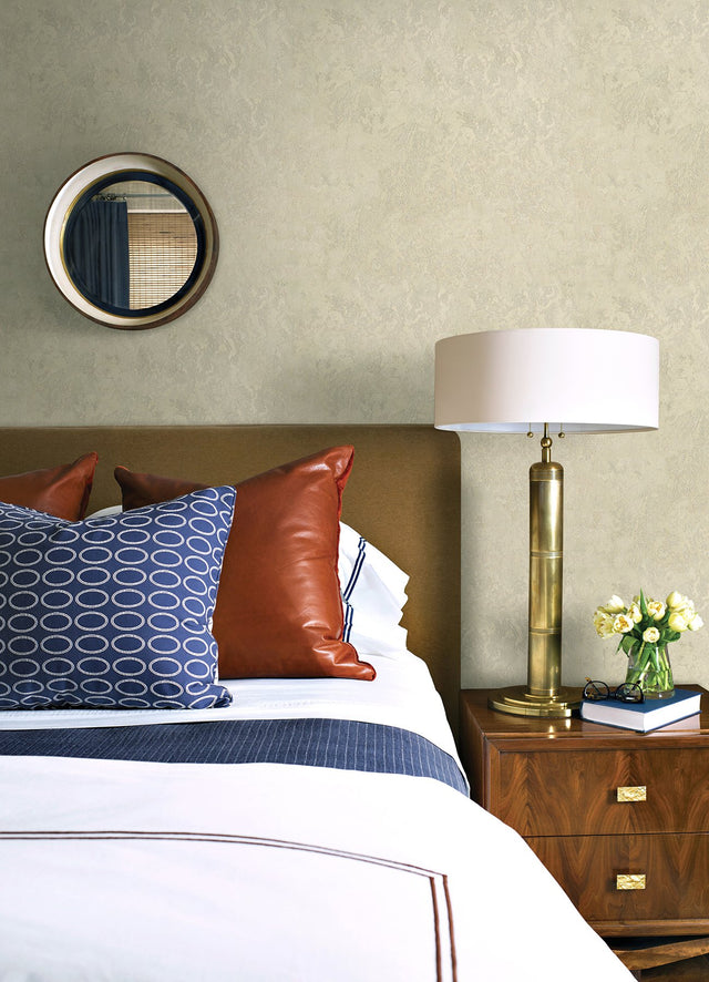 Francesca Champagne Texture Wallpaper with Glam Plaster Effects - Brewster 4058-21731