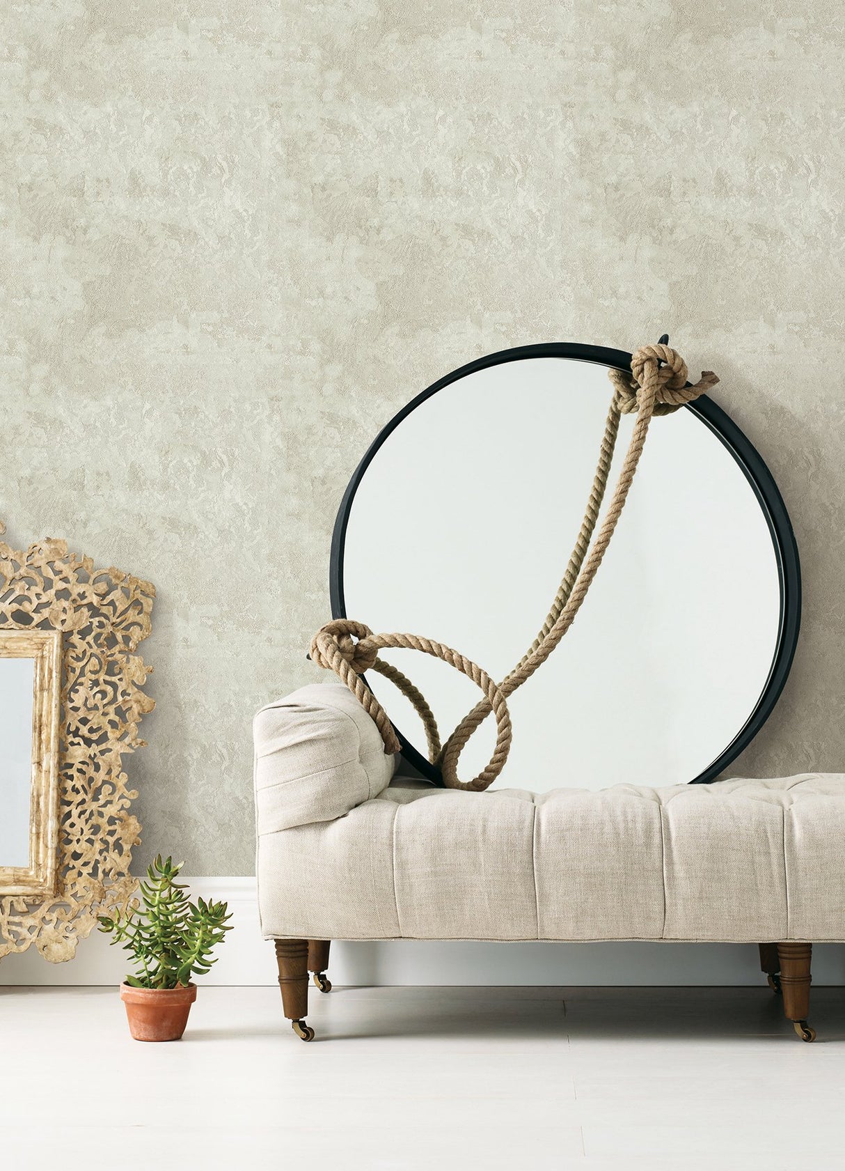 Francesca Cream Texture Wallpaper with Metallic Plaster Effects - Sirpi 4058-21739