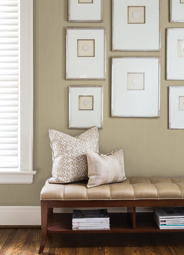 Pietra Gold Silk Wallpaper with Fabric Texture and Transitional Style - Sirpi 4058-21766