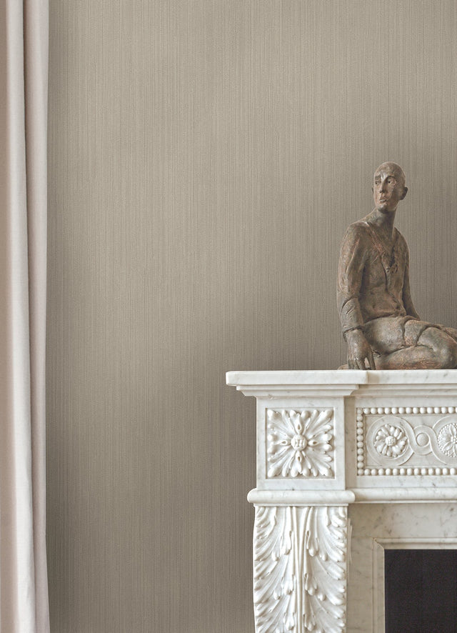 Pietra Taupe Silk Wallpaper with Fabric Texture and Transitional Abstract Style - Sirpi 4058-21770