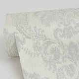 Renatta Silver Damask Wallpaper with Glitter Raised Ink - Sirpi 4058-21775