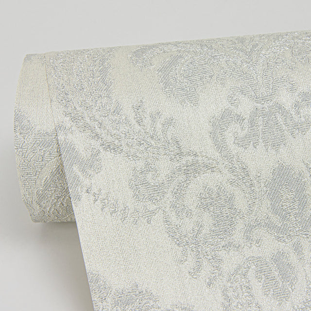 Renatta Silver Damask Wallpaper with Glitter Raised Ink - Sirpi 4058-21775