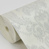 Renatta Silver Damask Wallpaper with Glitter Raised Ink - Sirpi 4058-21775