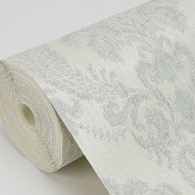 Renatta Silver Damask Wallpaper with Glitter Raised Ink - Sirpi 4058-21775