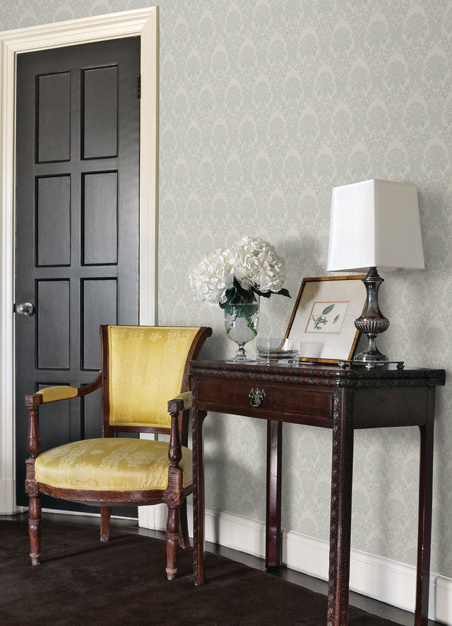 Renatta Silver Damask Wallpaper with Glitter Raised Ink - Sirpi 4058-21775