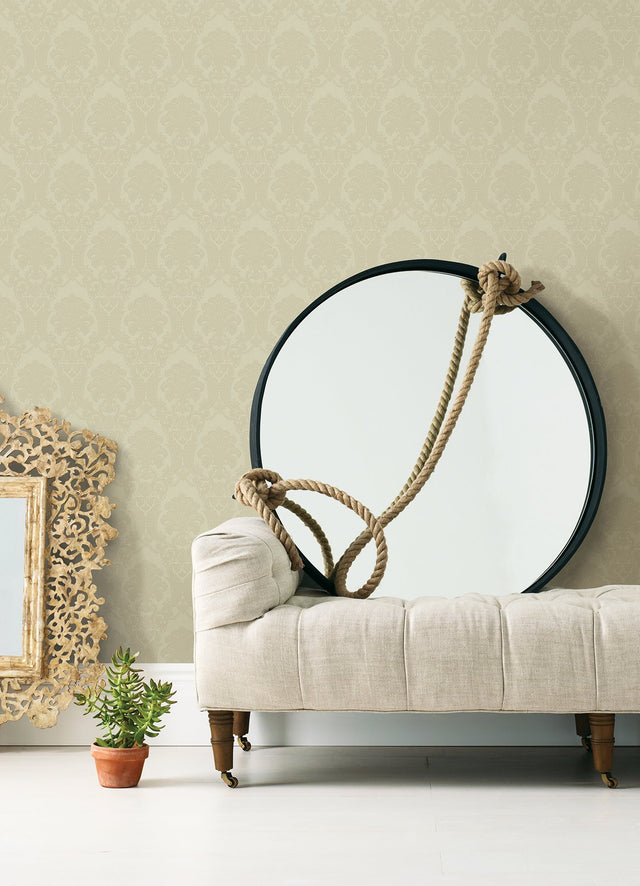 Renatta Gold Damask Wallpaper with Raised Ink Traditional Pattern - Sirpi 4058-21777