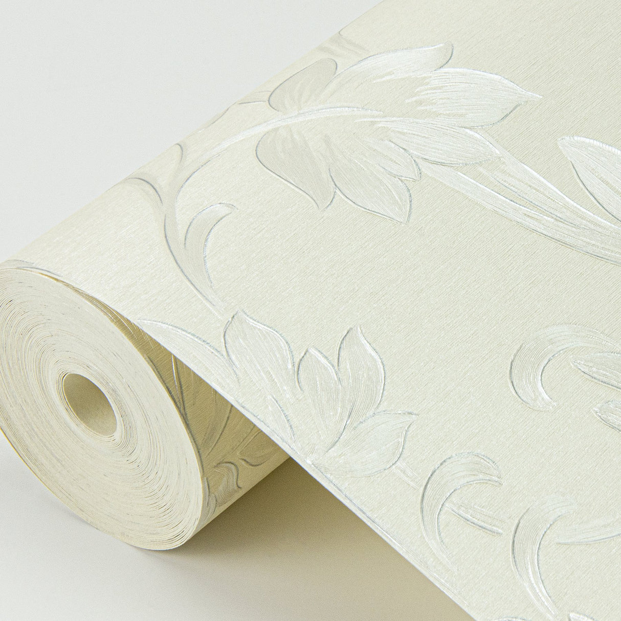 Antonella Silver Scroll Traditional Vinyl Damask Wallpaper - Sirpi 4058-21786
